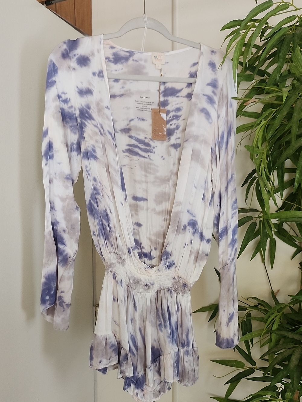 Surf Gypsy Blue and White Tie-Dye Romper